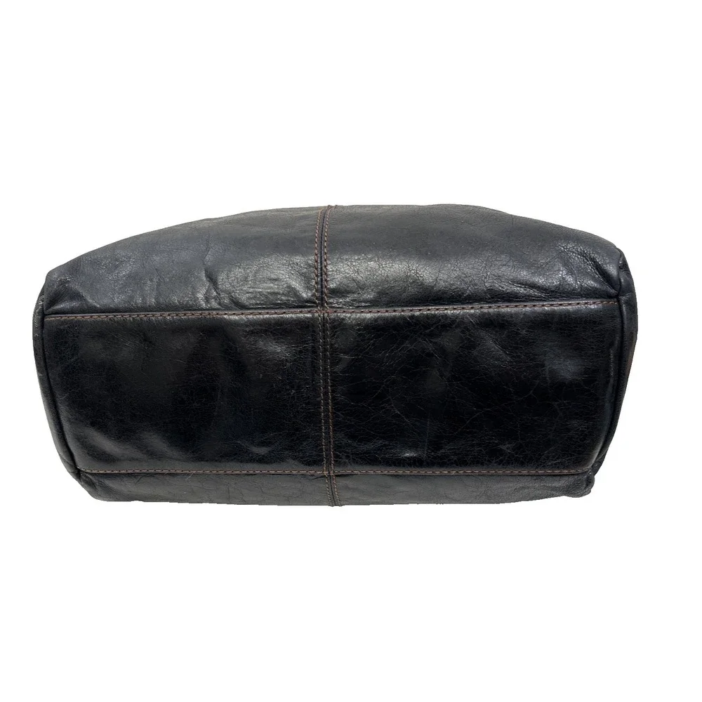 Hobo The Original Sheila Black Leather Bag Satchel Hoop Handles Shoulder Strap